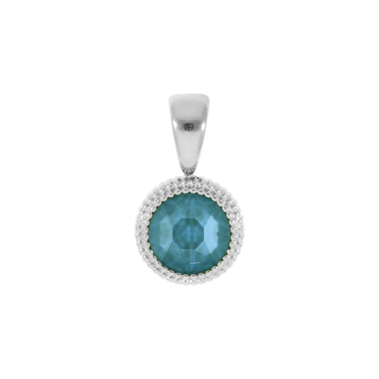 Fabero Flat Pendant 0.4" - Silver Crystal Pine Green Ignite