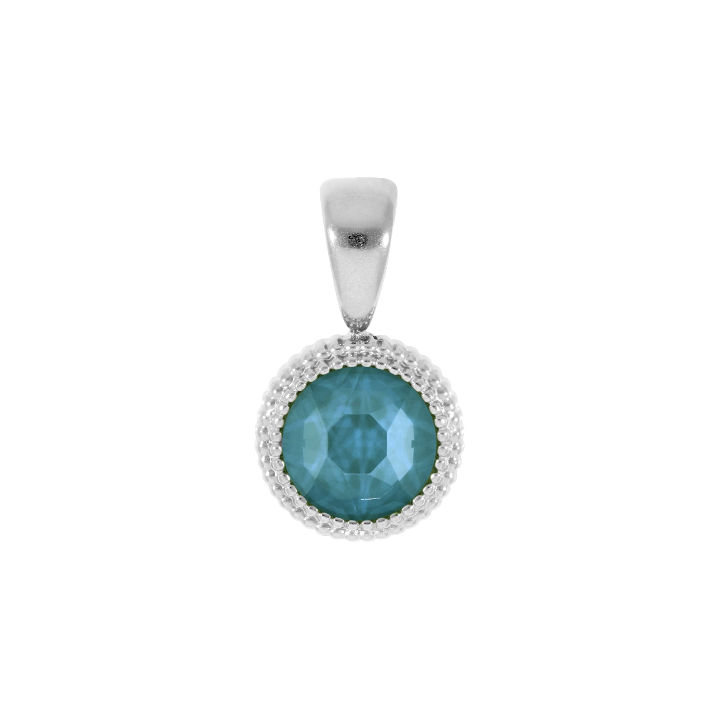 Fabero Flat Pendant 0.4" - Silver Crystal Pine Green Ignite