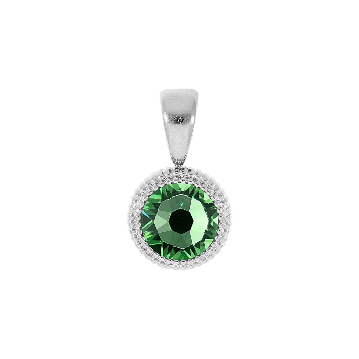 Fabero Flat Pendant 0.4" - Silver peridot