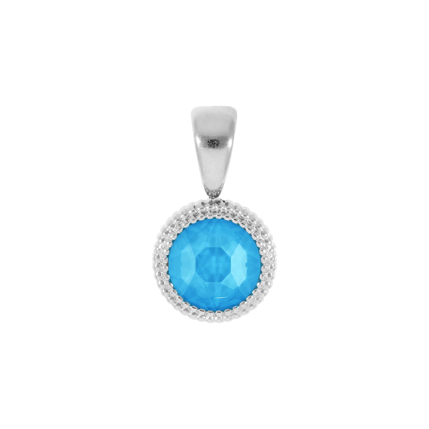 Fabero Flat Pendant 0.4" - Silver Crystal Electric Blue Ignite