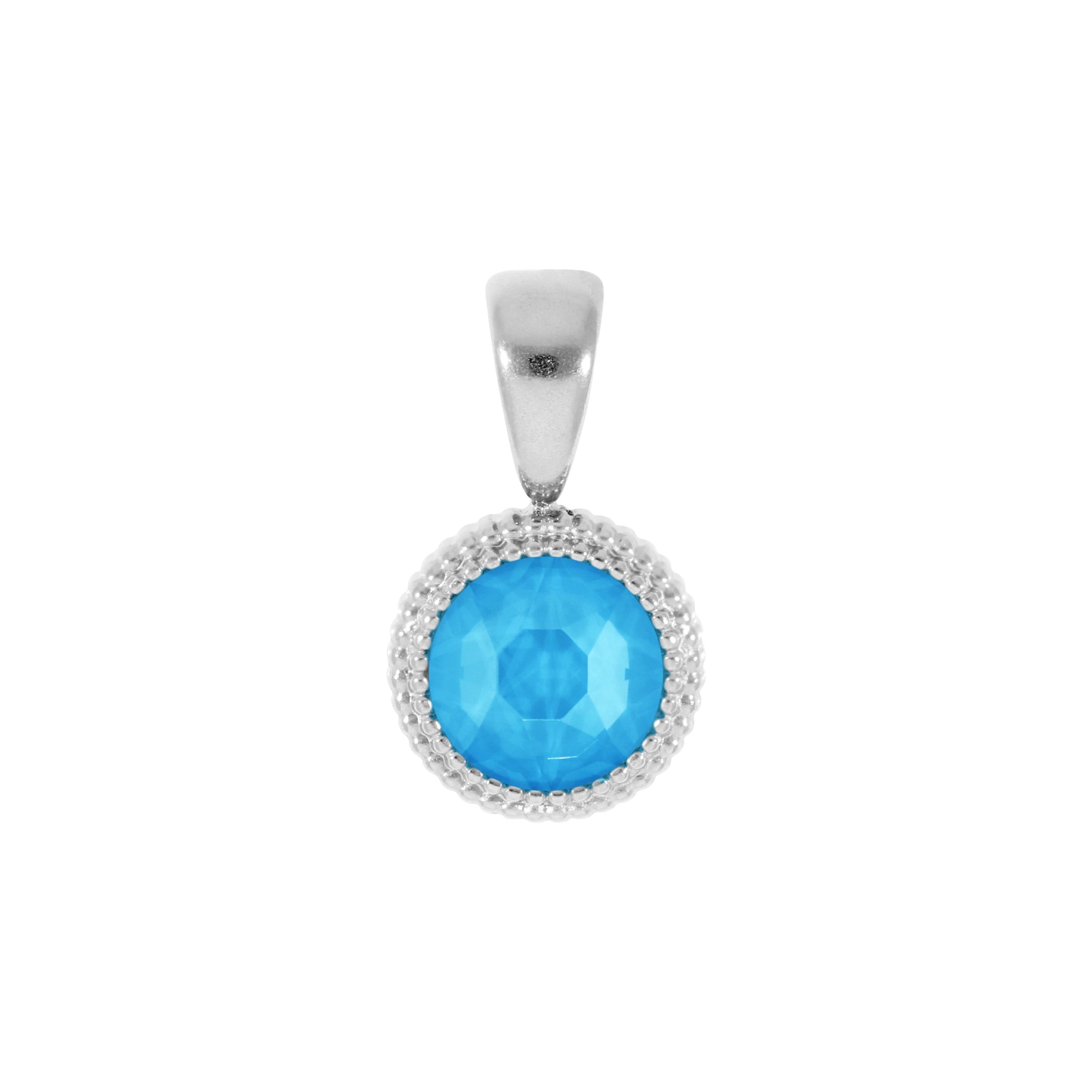 Fabero Flat Pendant 0.4" - Silver Crystal Electric Blue Ignite