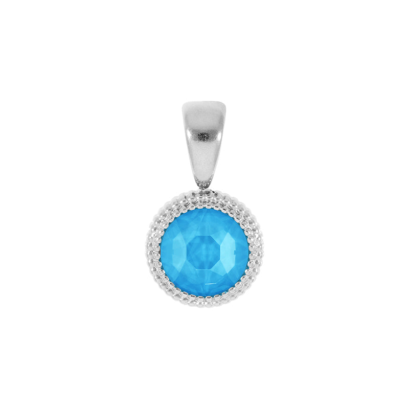 Fabero Flat Pendant 0.4" - Silver Crystal Electric Blue Ignite