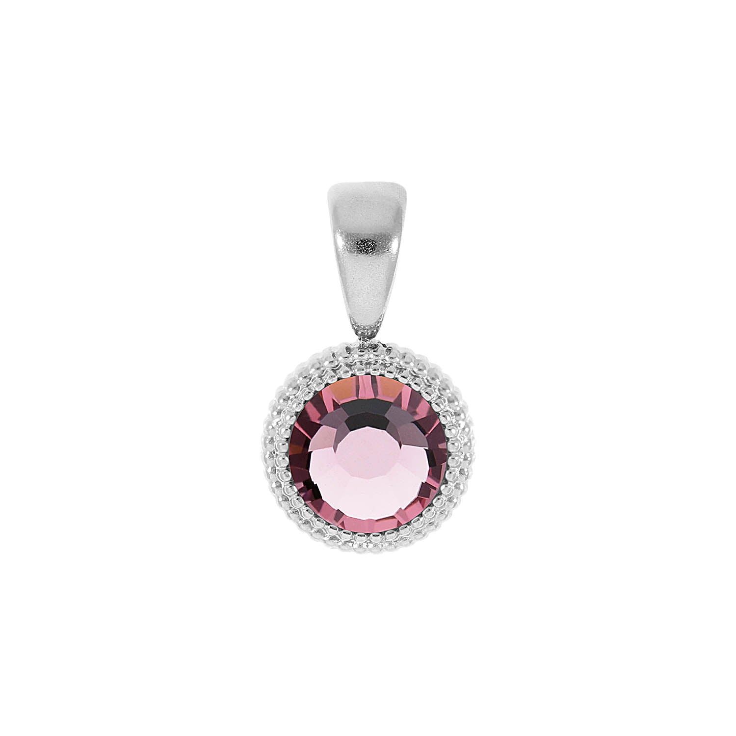 Fabero Flat Pendant 0.4" - Silver light amethyst