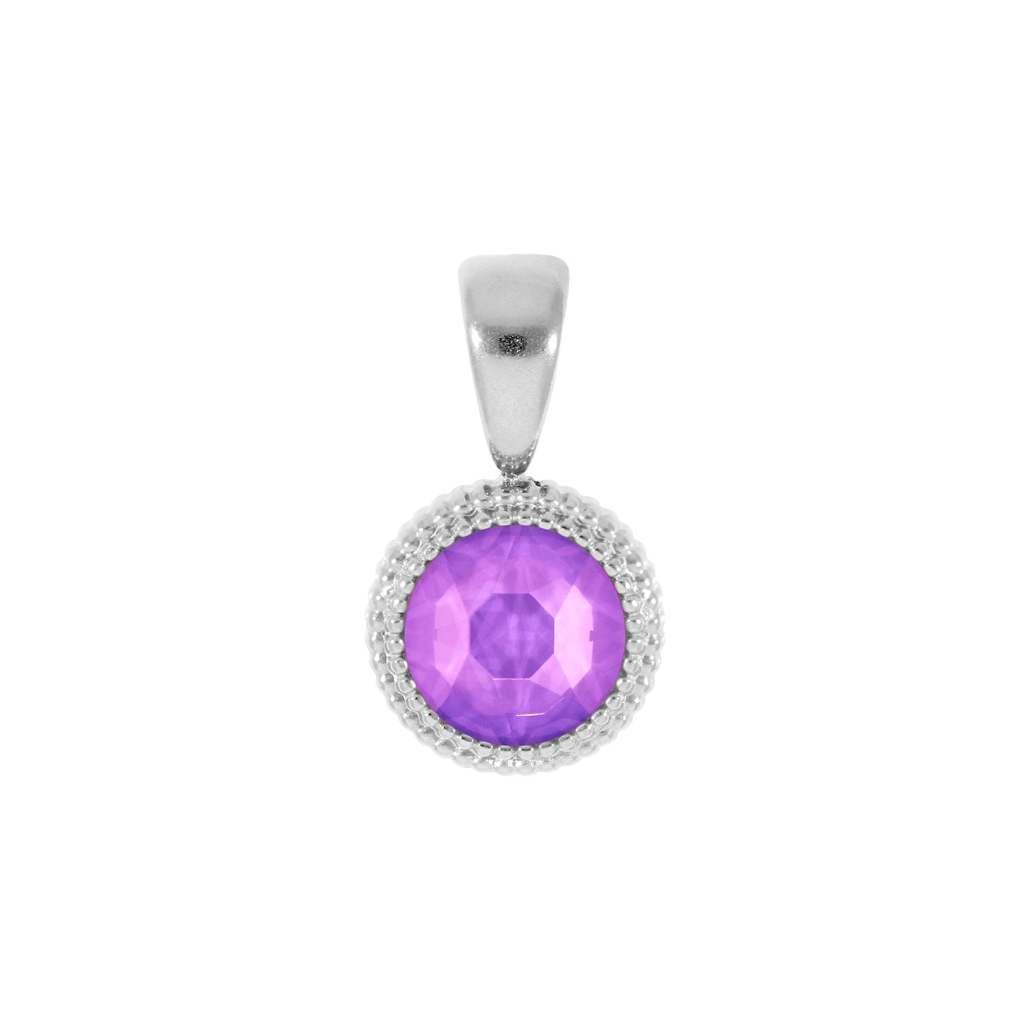 Fabero Flat Pendant 0.4" - Silver Crystal Electric Violet Ignite