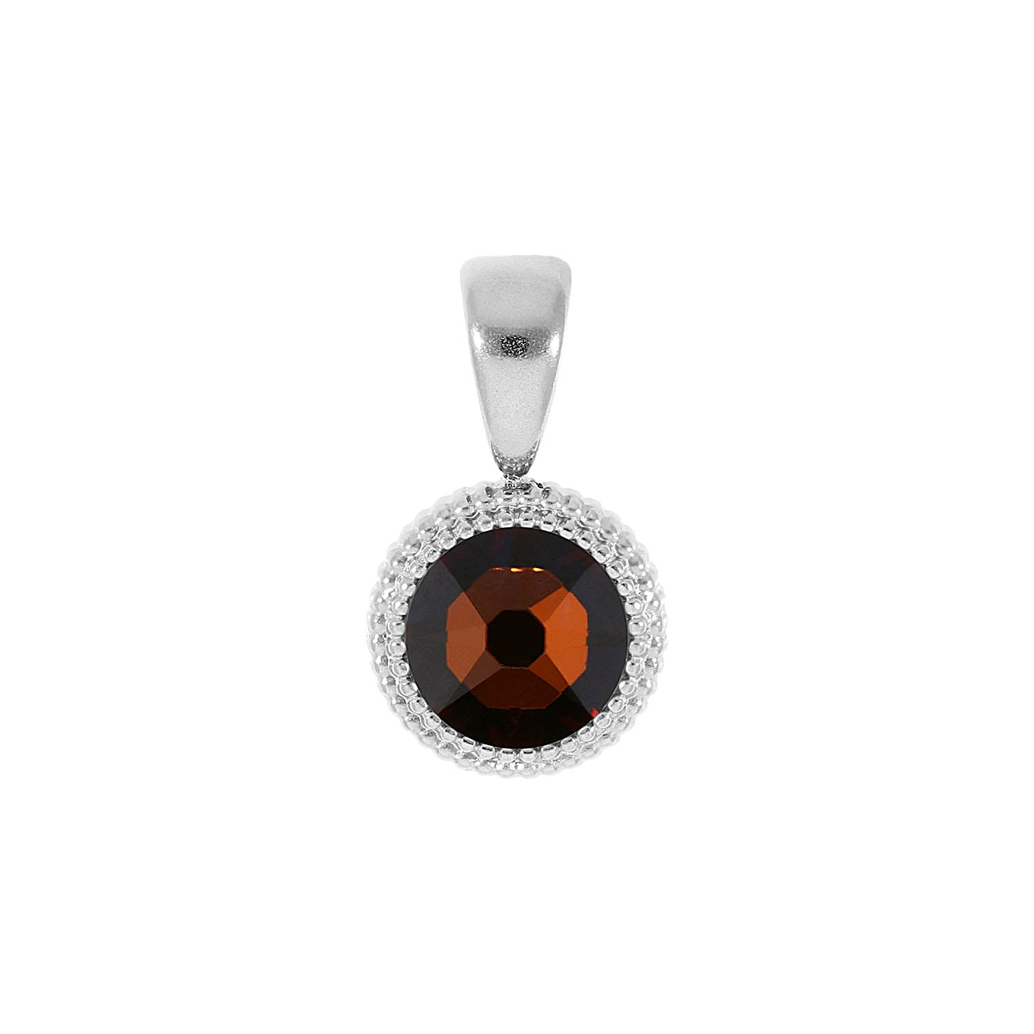 Fabero Flat Pendant 0.4" - Silver smoked amber