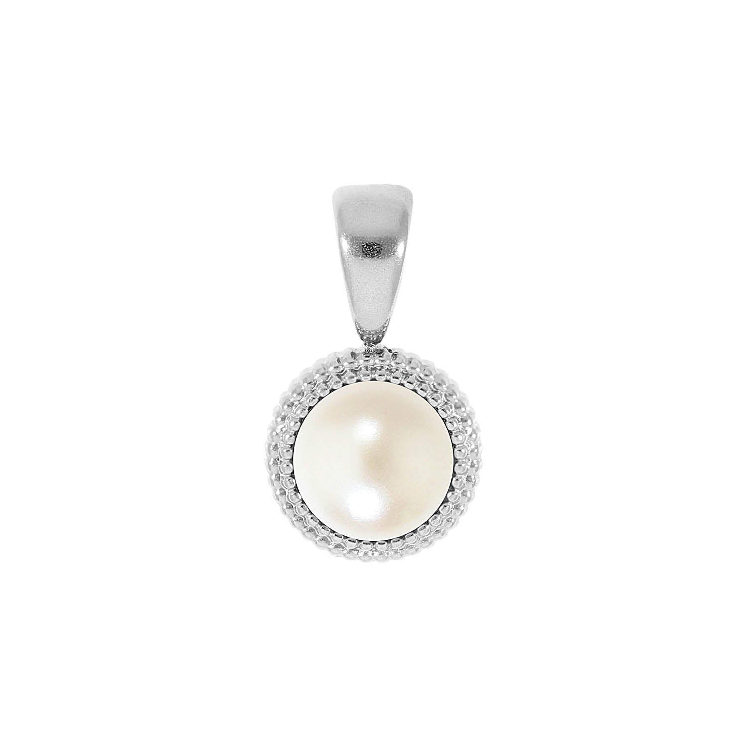 Fabero Flat Pendant 0.4" - Silver cream pearl
