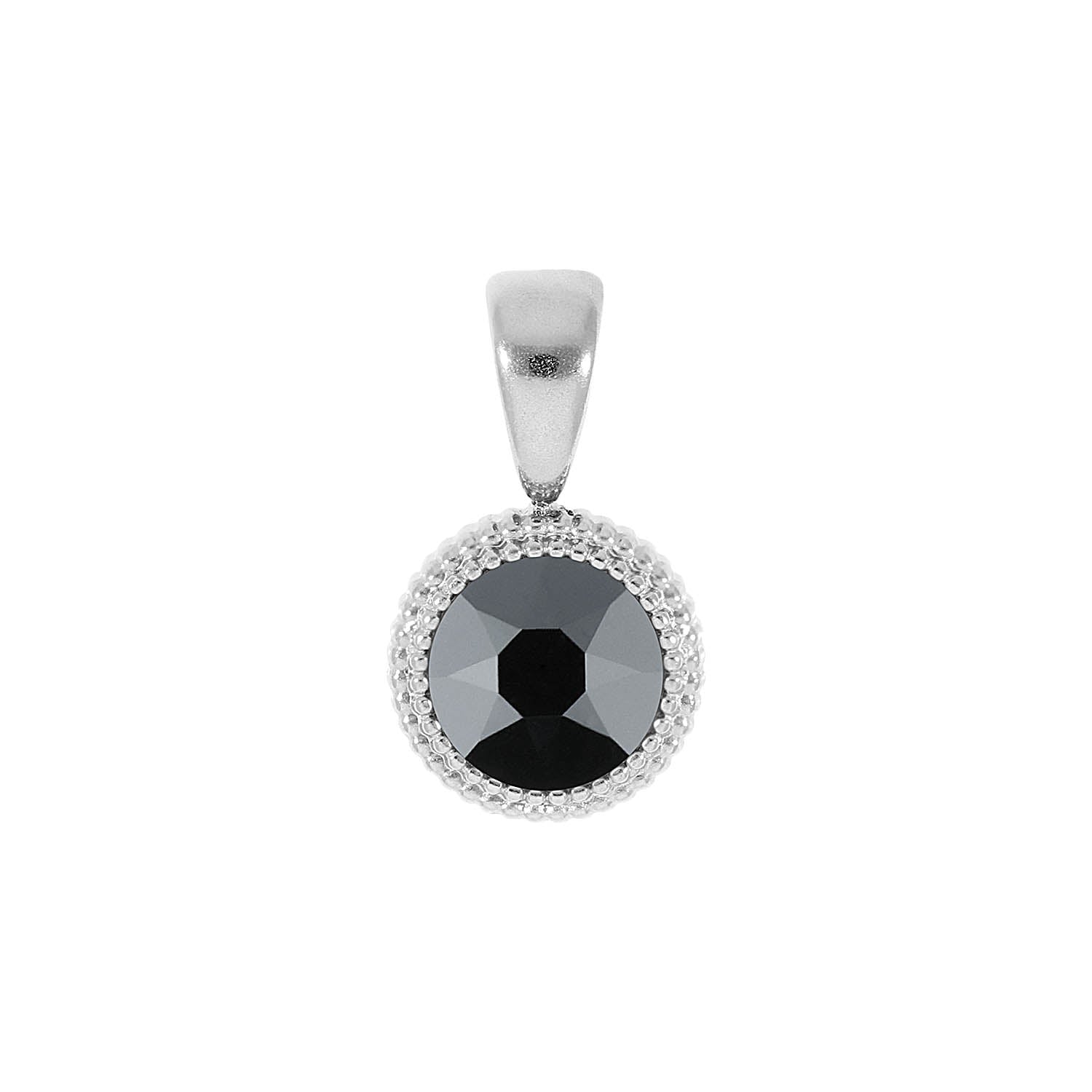 Fabero Flat Pendant 0.4" - Silver jet hematite