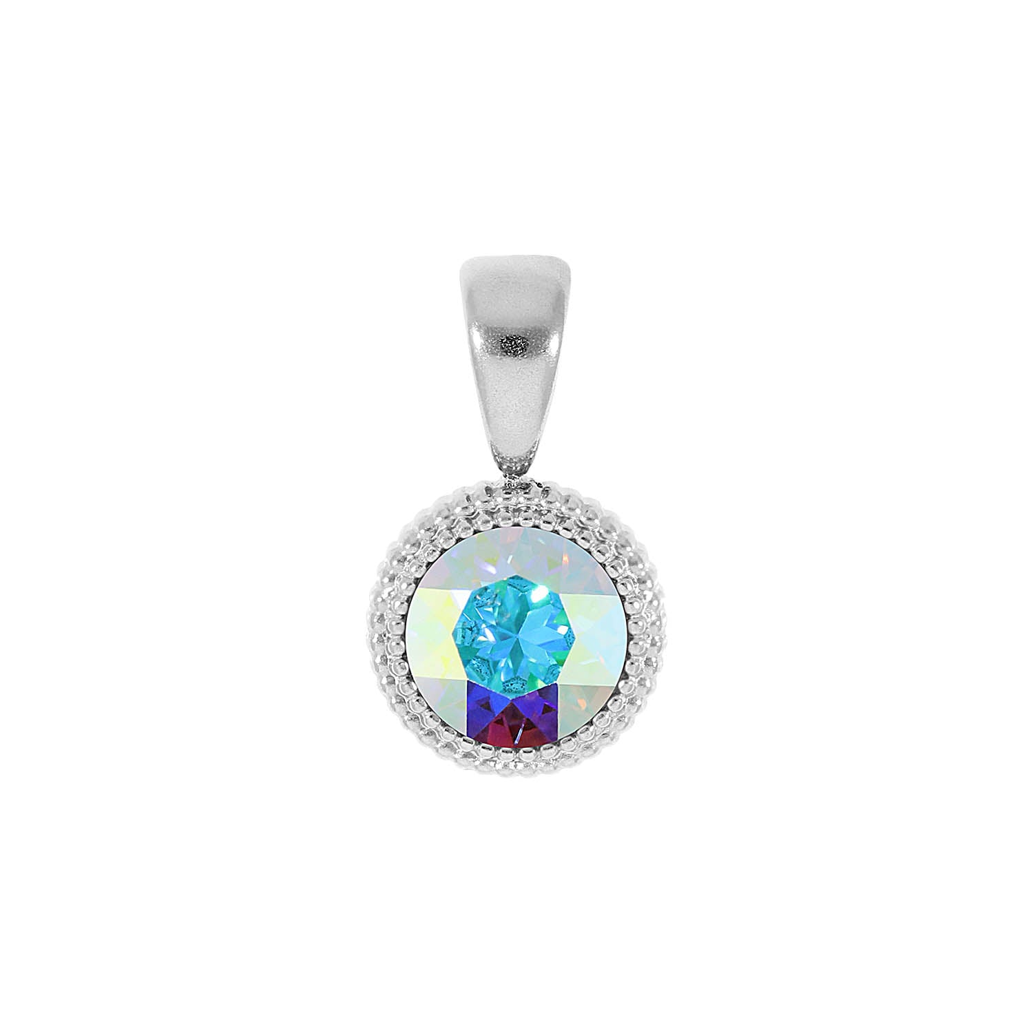 Fabero Flat Pendant 0.4" - Silver crystal aurora boreale