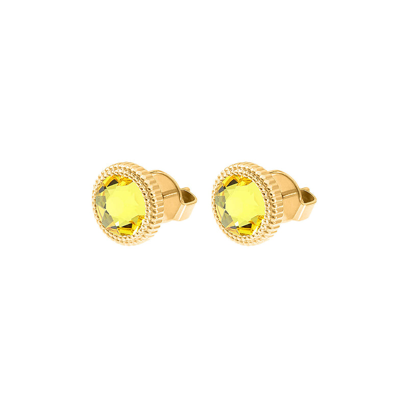 Fabero Flat Stud Earring 0.4" - Gold light topaz