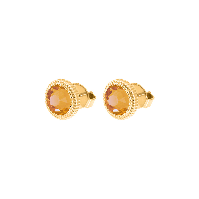 Fabero Flat Stud Earring 0.4" - Gold Crystal Mango Ignite
