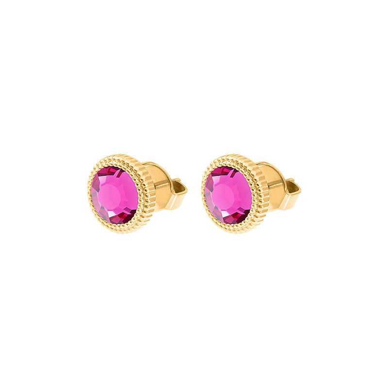 Fabero Flat Stud Earring 0.4" - Gold fuchsia