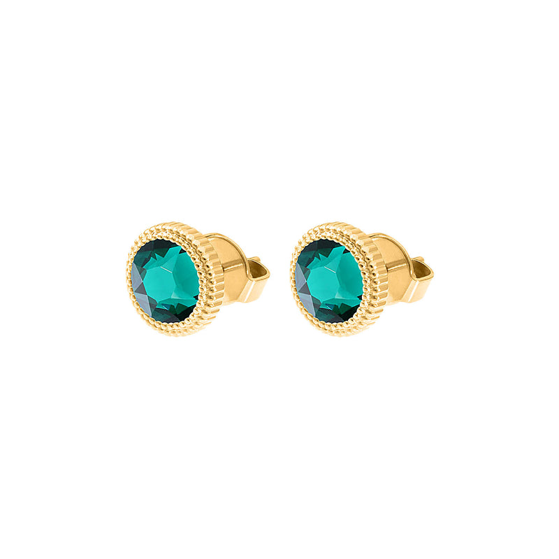 Fabero Flat Stud Earring 0.4" - Gold emerald