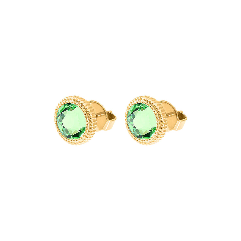 Fabero Flat Stud Earring 0.4" - Gold peridot