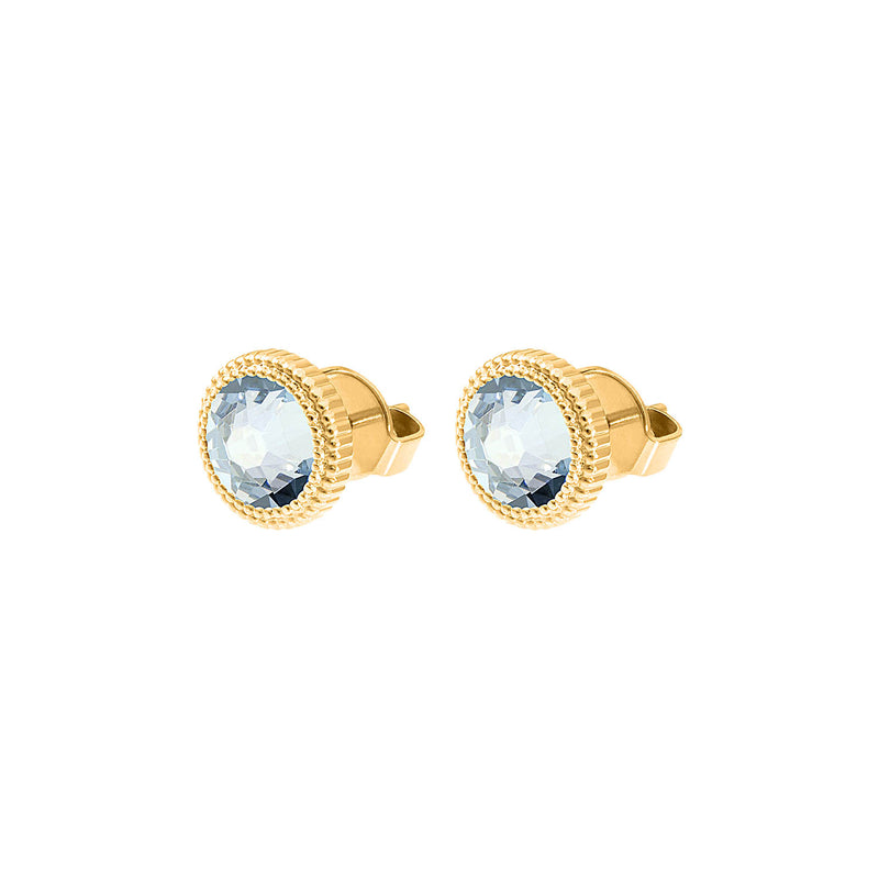 Fabero Flat Stud Earring 0.4" - Gold blue shade