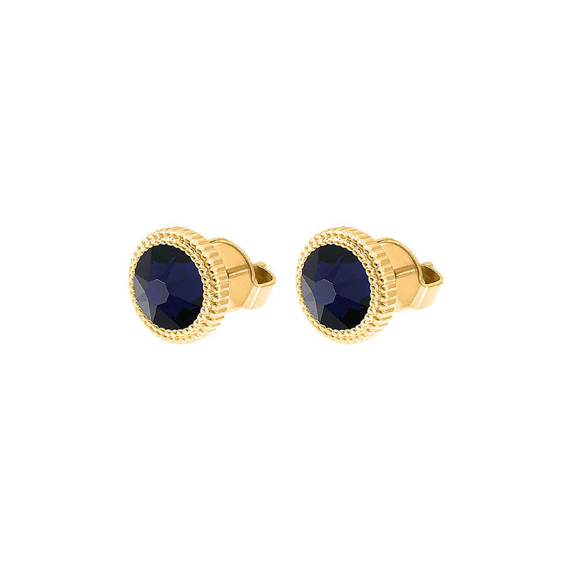 Fabero Flat Stud Earring 0.4" - Gold Dark Indigo