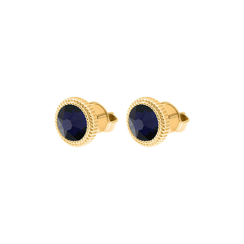 Fabero Flat Stud Earring 0.4" - Gold Dark Indigo