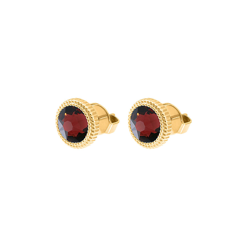 Fabero Flat Stud Earring 0.4" - Gold Burgundy