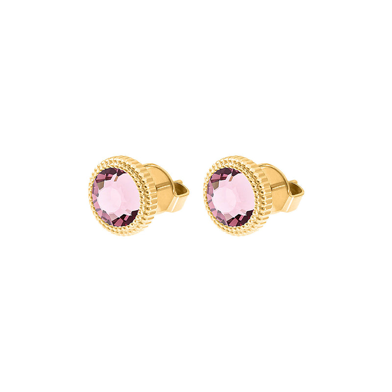 Fabero Flat Stud Earring 0.4" - Gold light amethyst