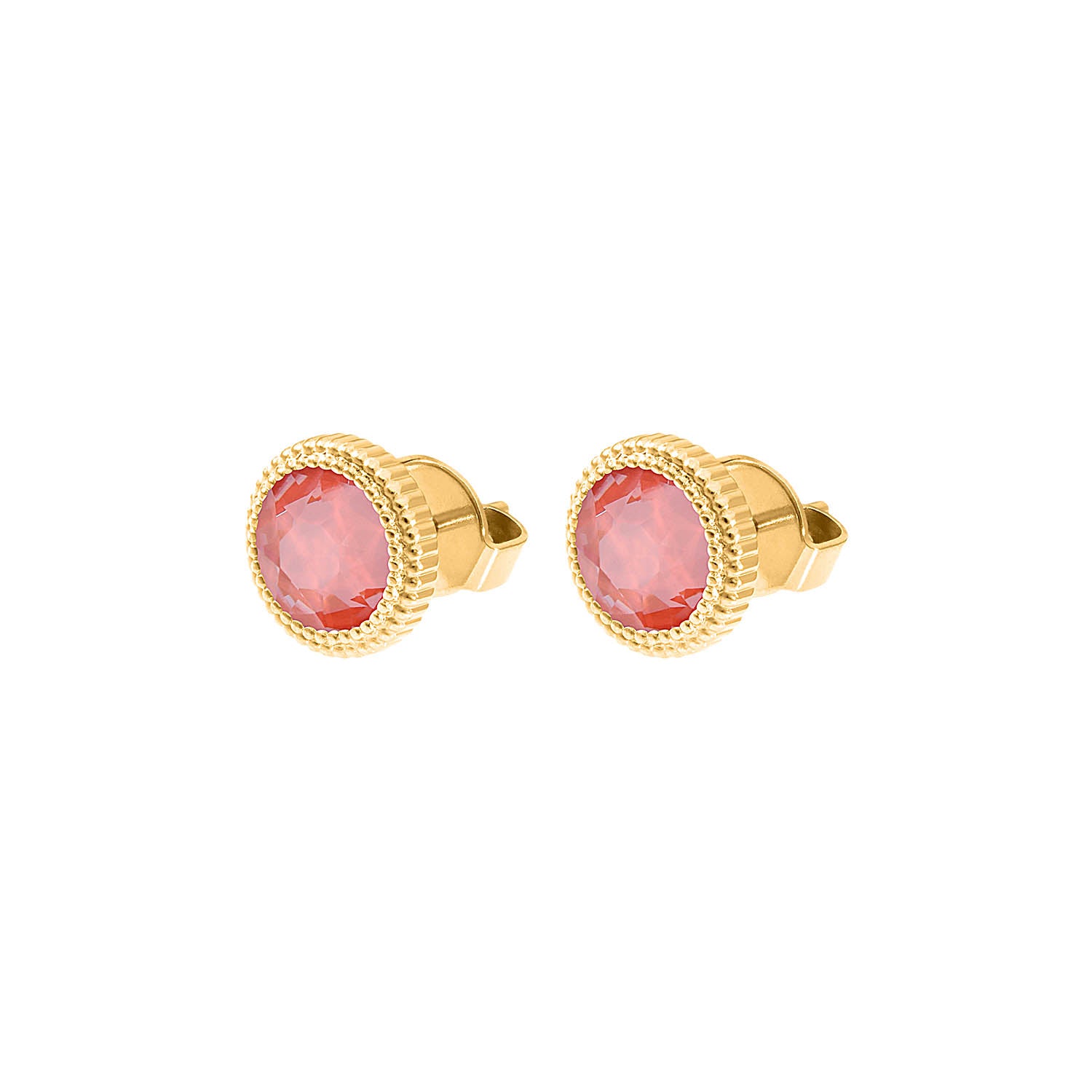 Fabero Flat Stud Earring 0.4" - Gold crystal maroon ignite