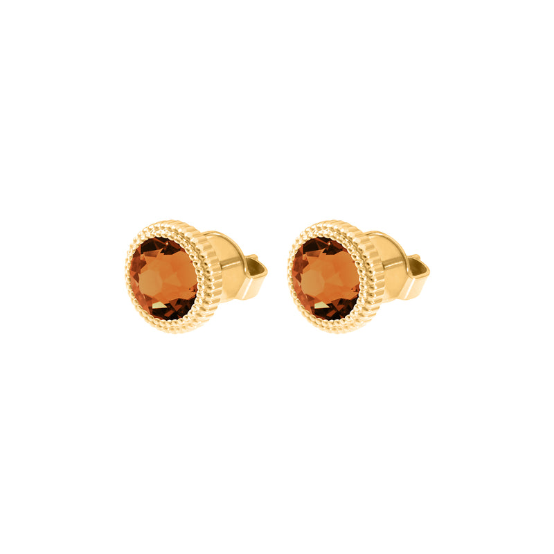 Fabero Flat Stud Earring 0.4" - Gold Smoked Topaz