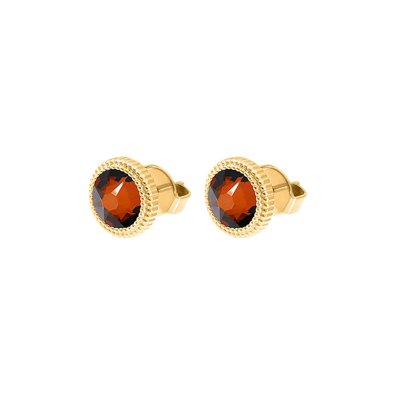 Fabero Flat Stud Earring 0.4" - Gold smoked amber