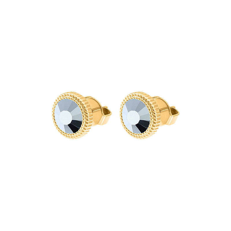 Fabero Flat Stud Earring 0.4" - Gold crystal labrador