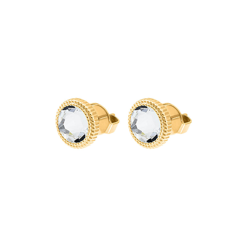 Fabero Flat Stud Earring 0.4" - Gold crystal