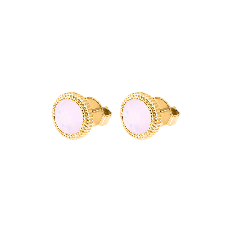 Fabero Flat Stud Earring 0.4" - Gold rose opal