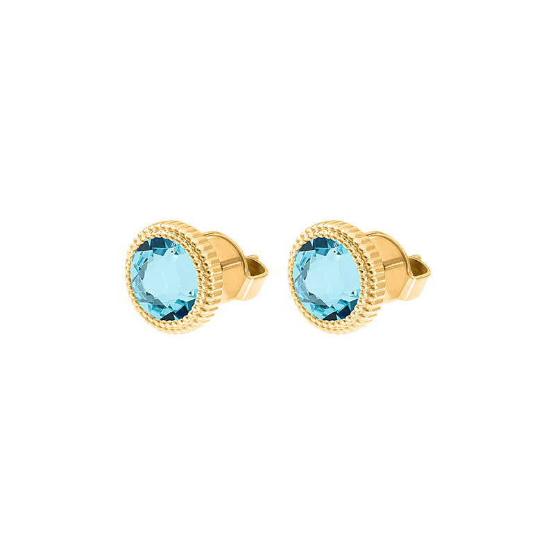 Fabero Flat Stud Earring 0.4" - Gold Light Turquoise