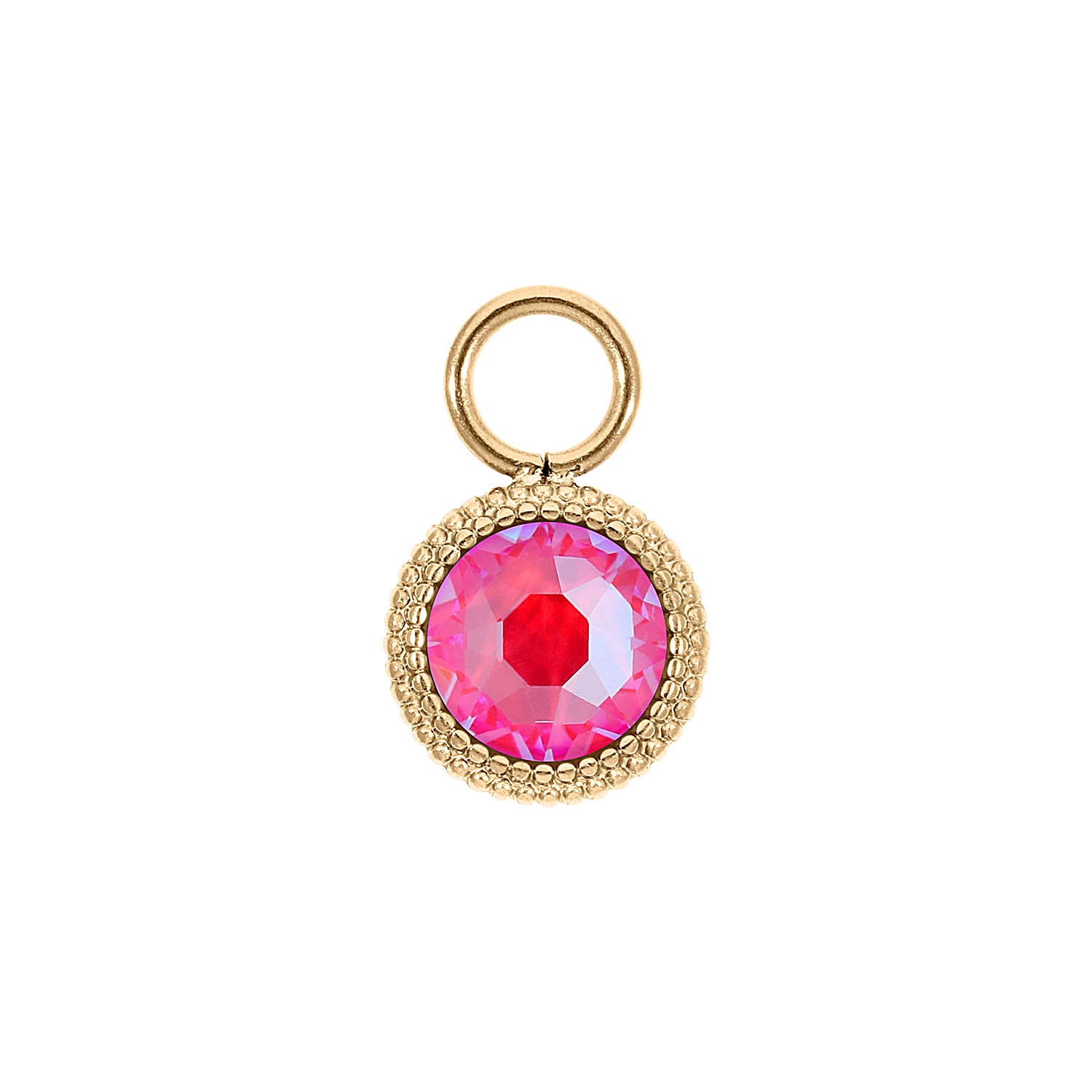 Fabero Flat Charm 0.4" - Gold lotus pink delite