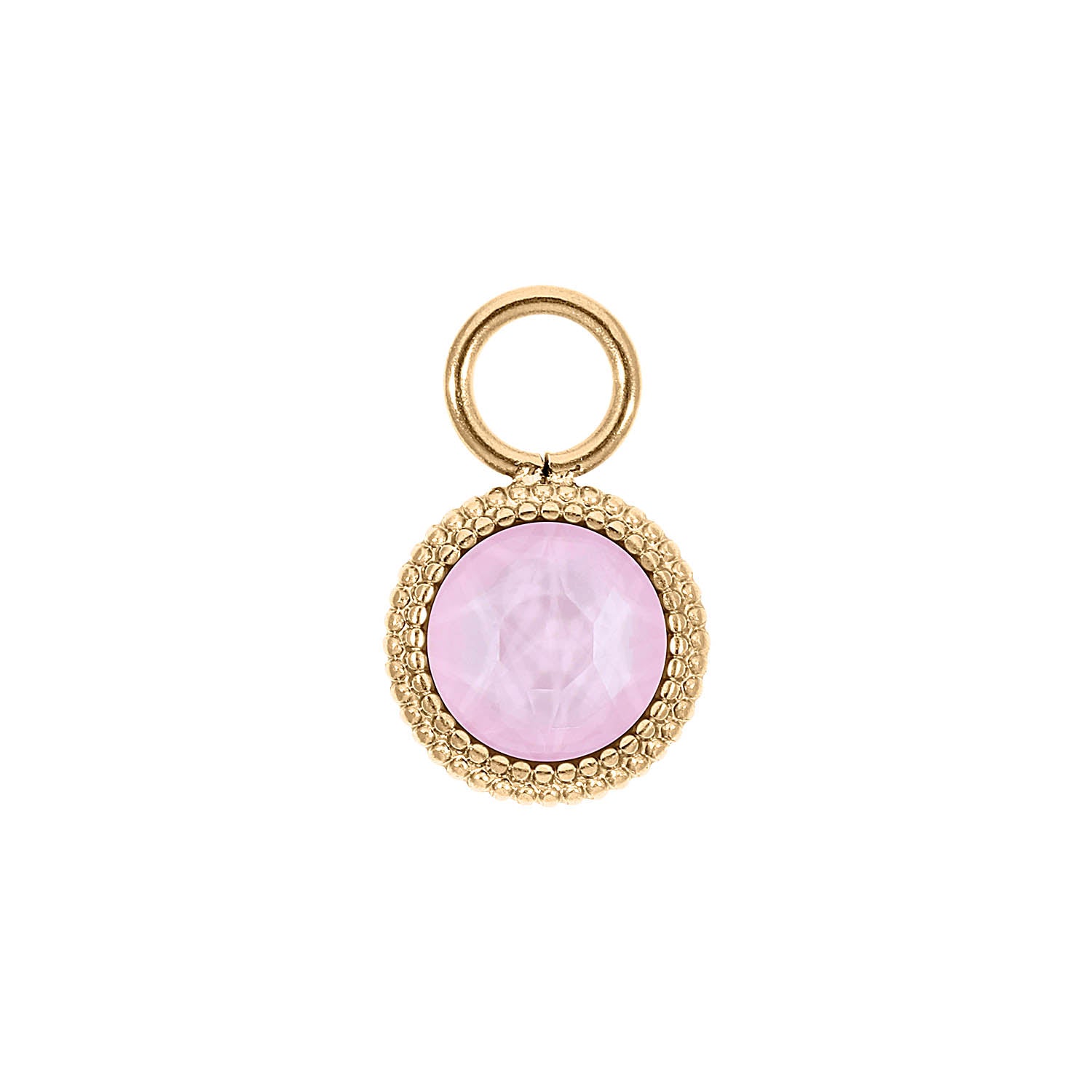 Fabero Flat Charm 0.4" - Gold crystal soft rose ignite