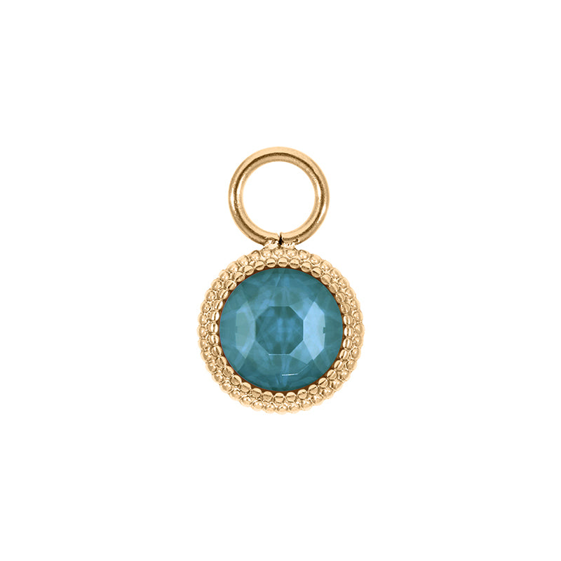 Fabero Flat Charm 0.4" - Gold Crystal Pine Green Ignite