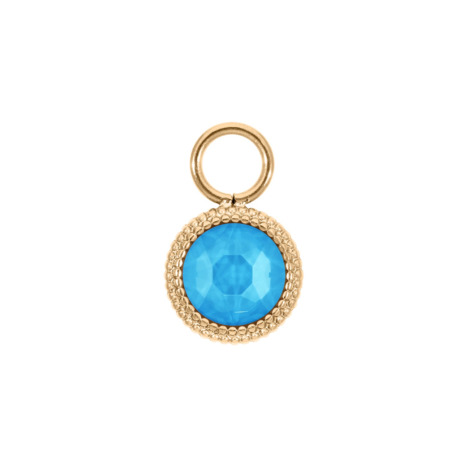 Fabero Flat Charm 0.4" - Gold Crystal Electric Blue Ignite