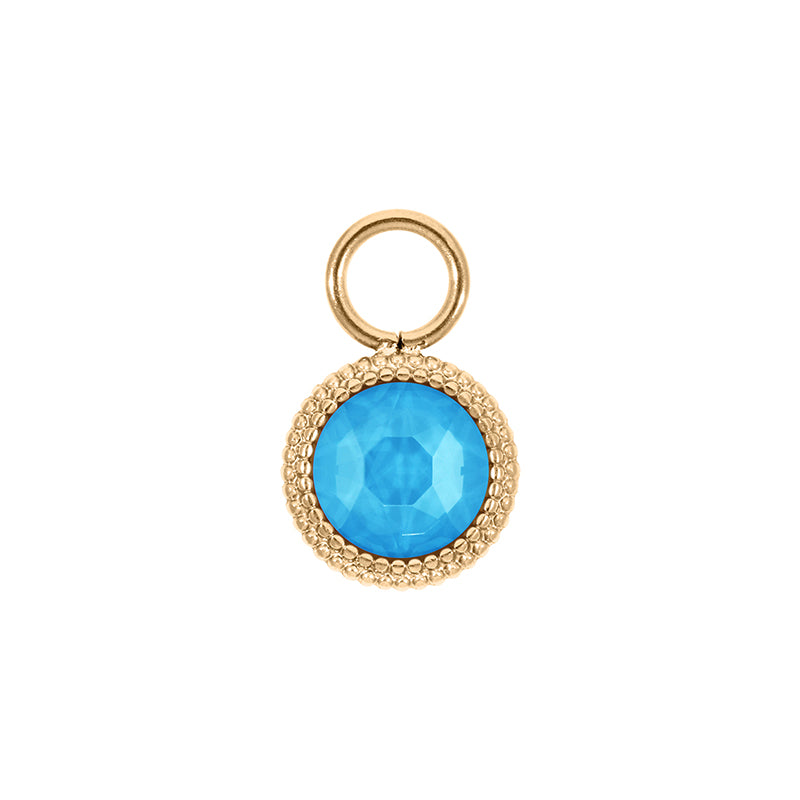 Fabero Flat Charm 0.4" - Gold Crystal Electric Blue Ignite