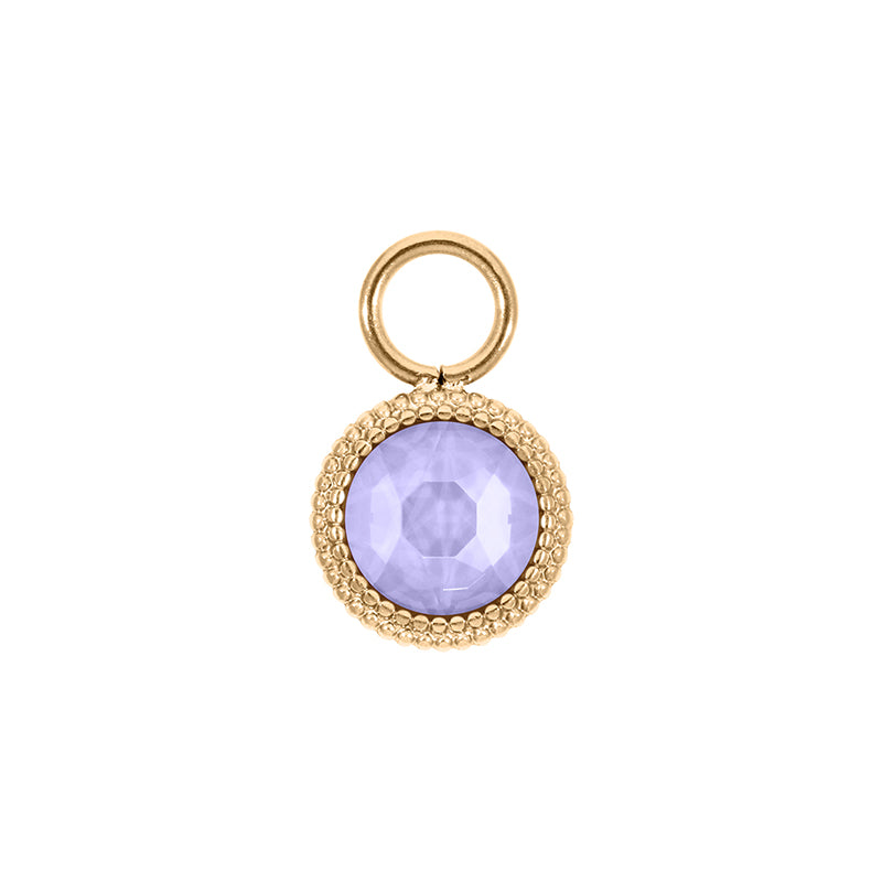 Fabero Flat Charm 0.4" - Gold Crystal Purple Ignite
