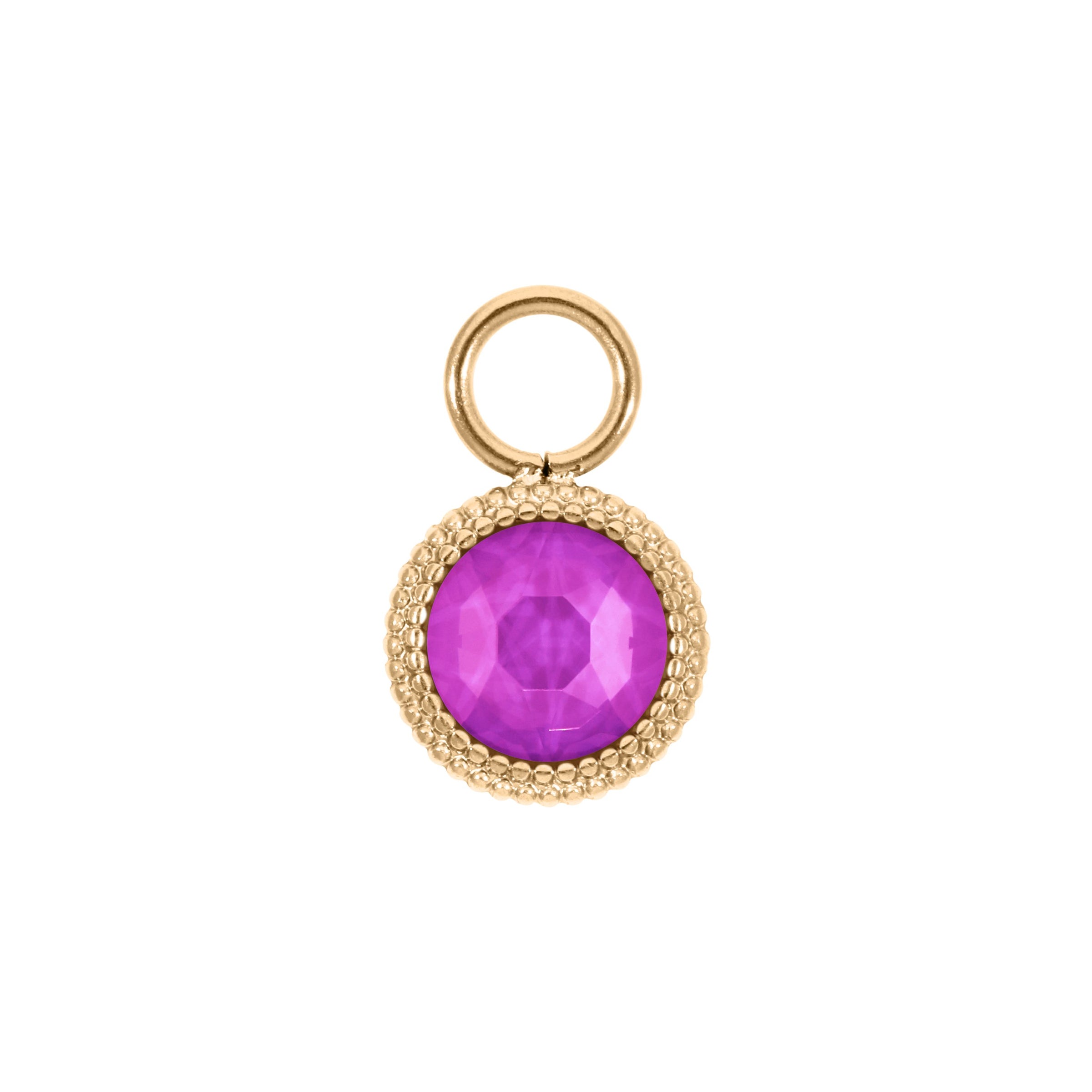 Fabero Flat Charm 0.4" - Gold Crystal Electric Violet Ignite