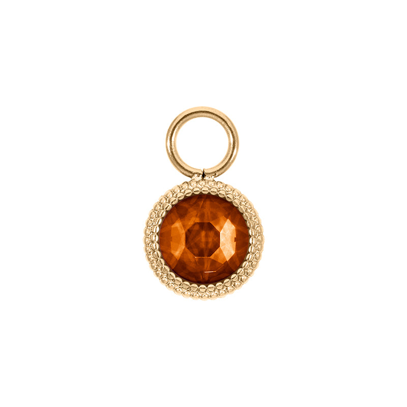 Fabero Flat Charm 0.4" - Gold Smoked Topaz