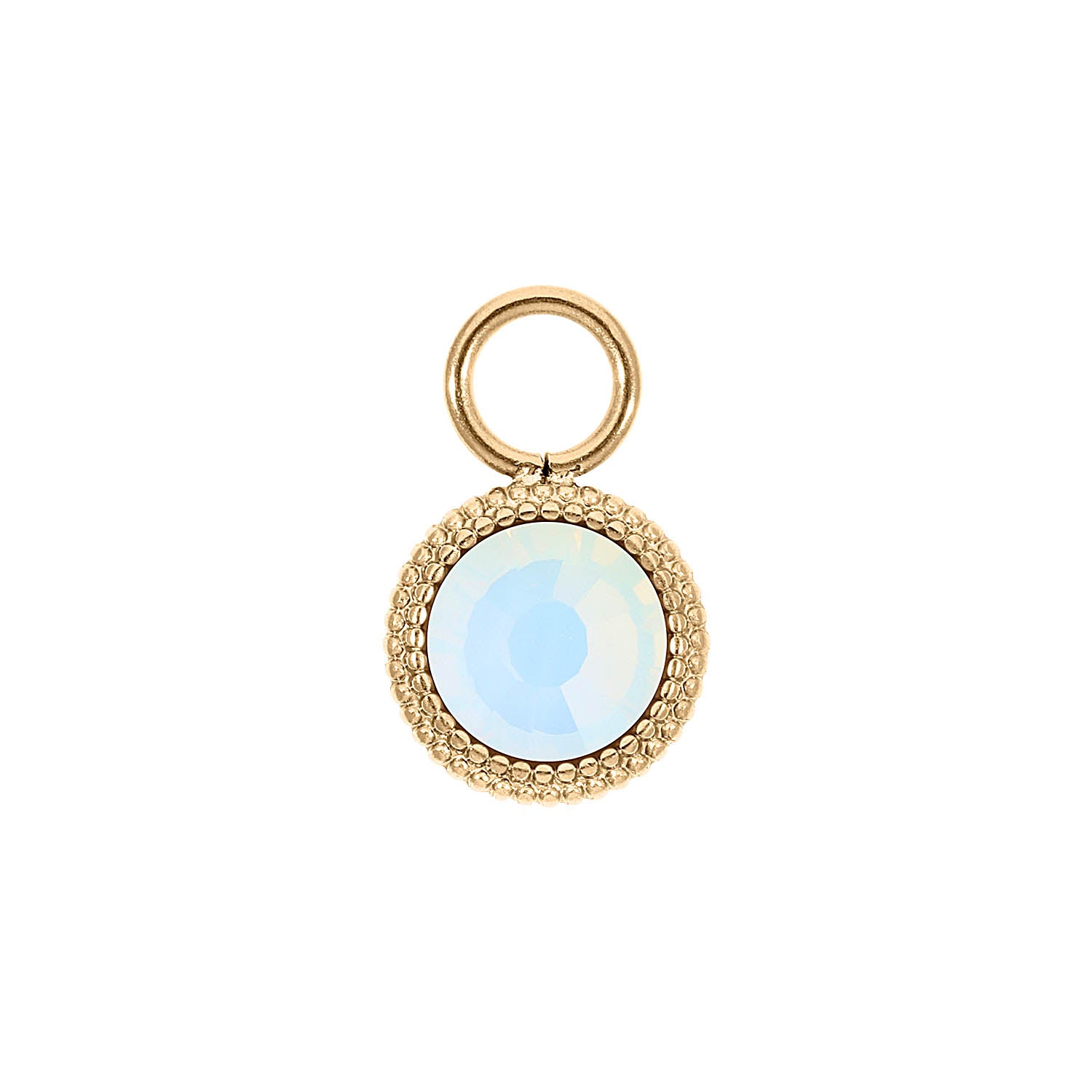 Fabero Flat Charm 0.4" - Gold white opal