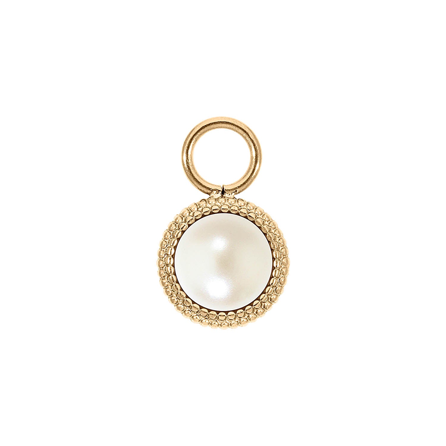 Fabero Flat Charm 0.4" - Gold cream pearl