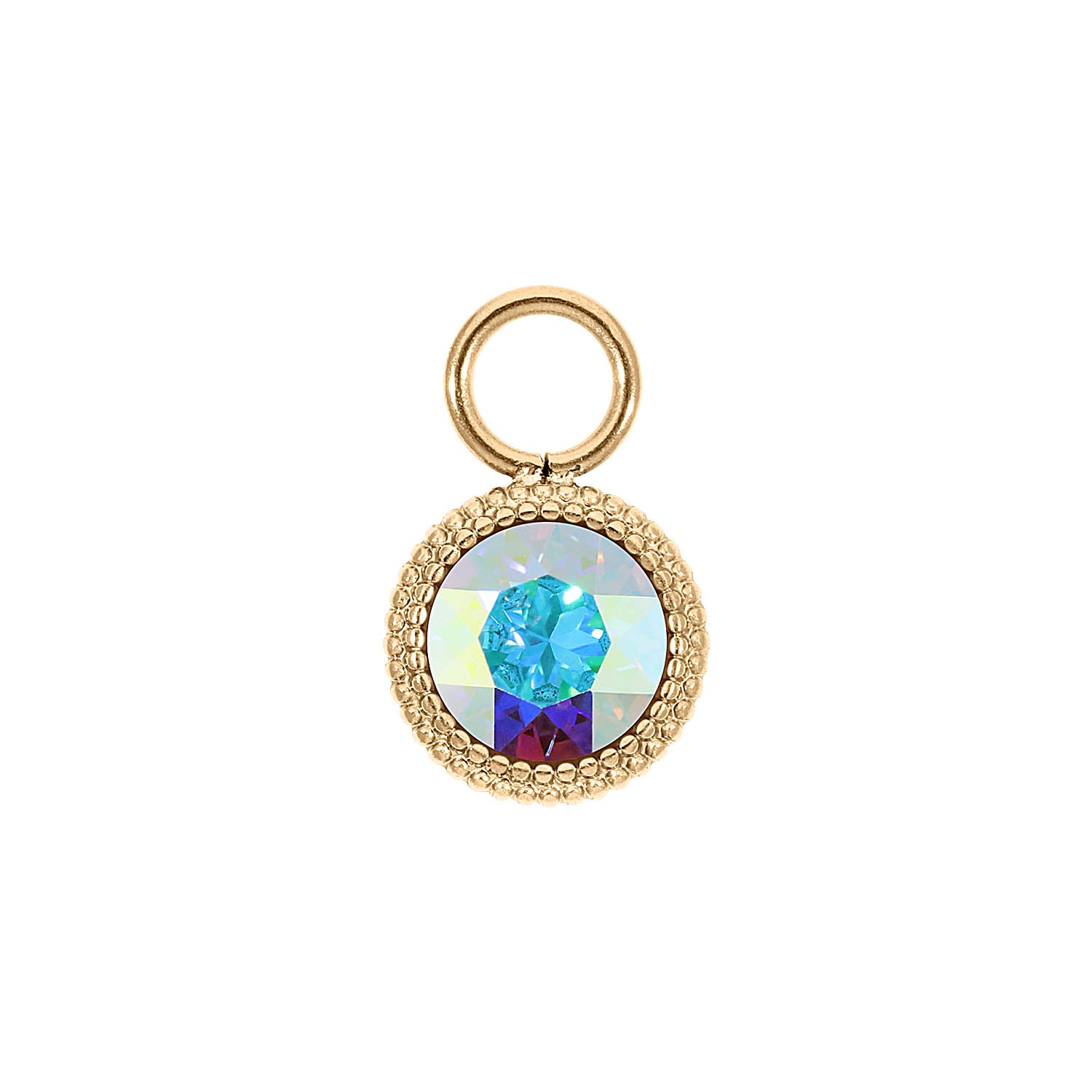Fabero Flat Charm 0.4" - Gold crystal aurora boreale