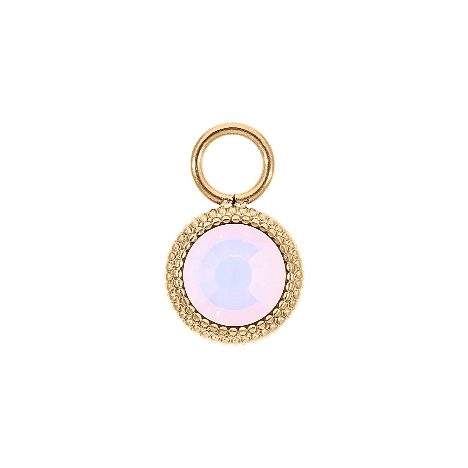 Fabero Flat Charm 0.4" - Gold rose opal