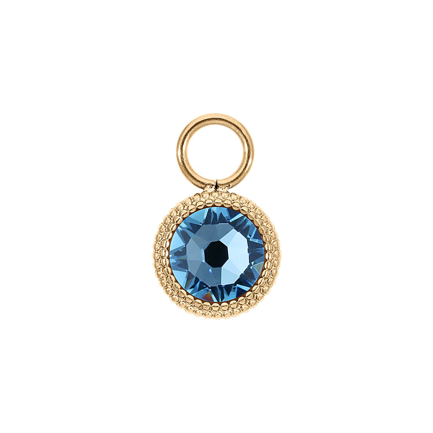 Fabero Flat Charm 0.4" - Gold aquamarine