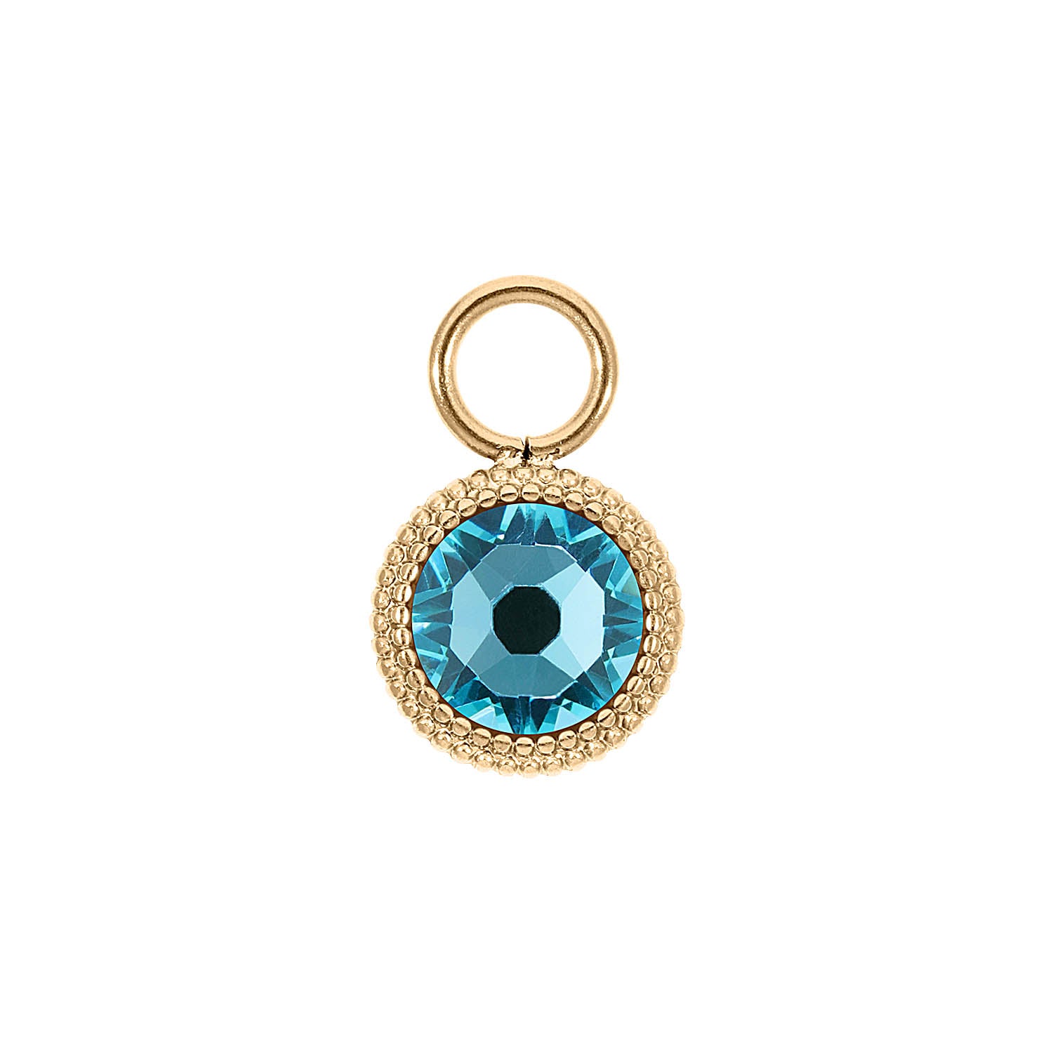 Fabero Flat Charm 0.4" - Gold Light Turquoise