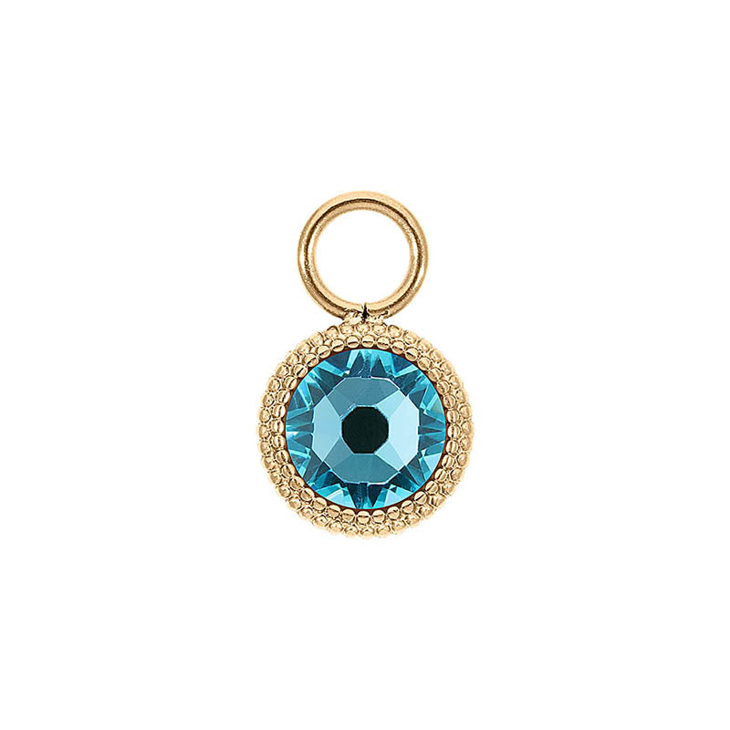 Fabero Flat Charm 0.4" - Gold Light Turquoise