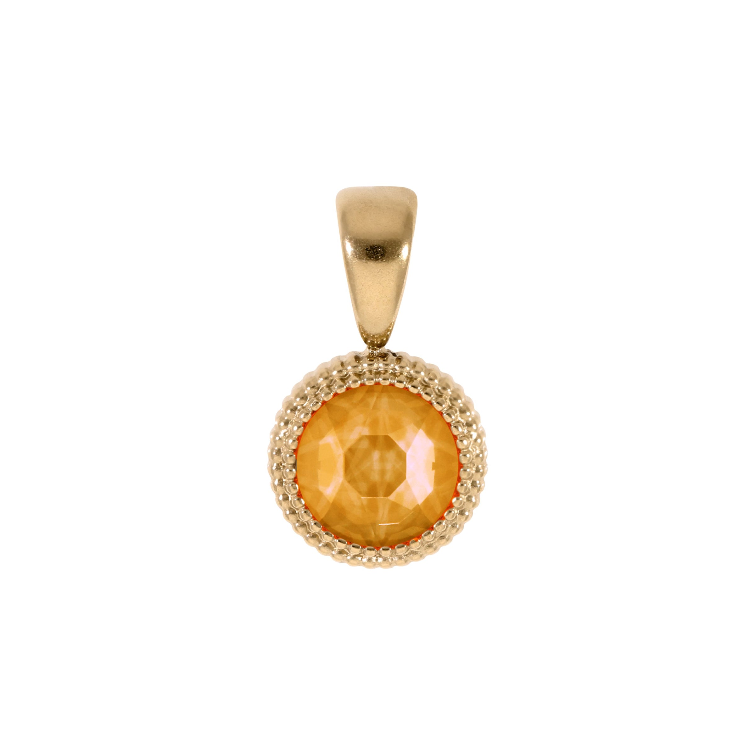 Fabero Flat Pendant 0.4" - Gold Crystal Mango Ignite