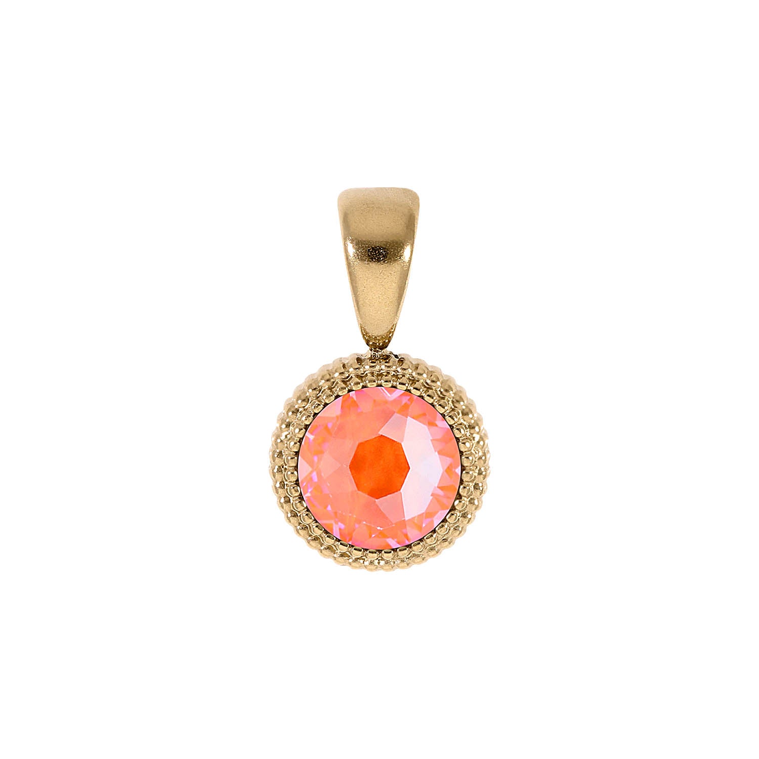 Fabero Flat Pendant 0.4" - Gold crystal orange glow delite