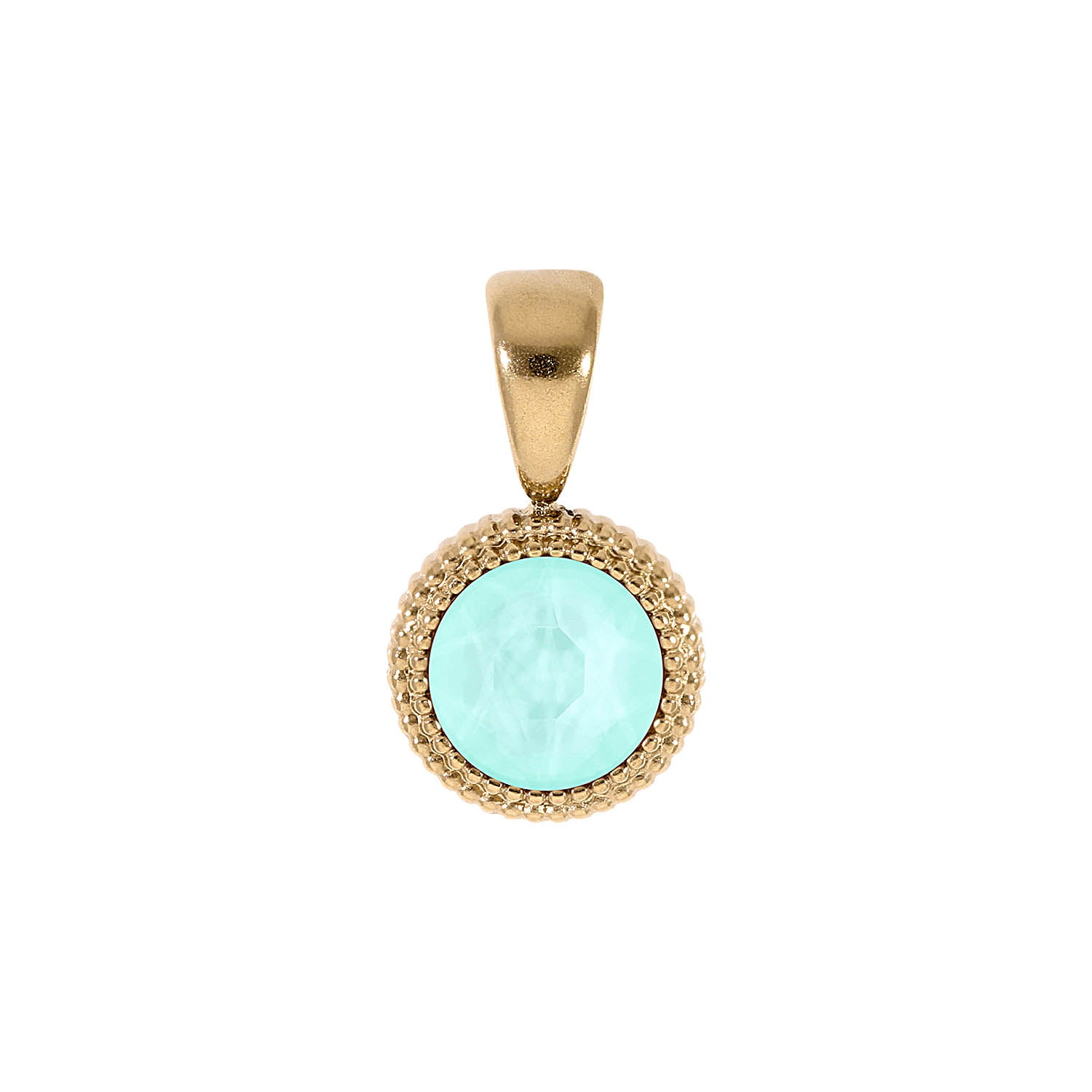 Fabero Flat Pendant 0.4" - Gold crystal soft mint ignite