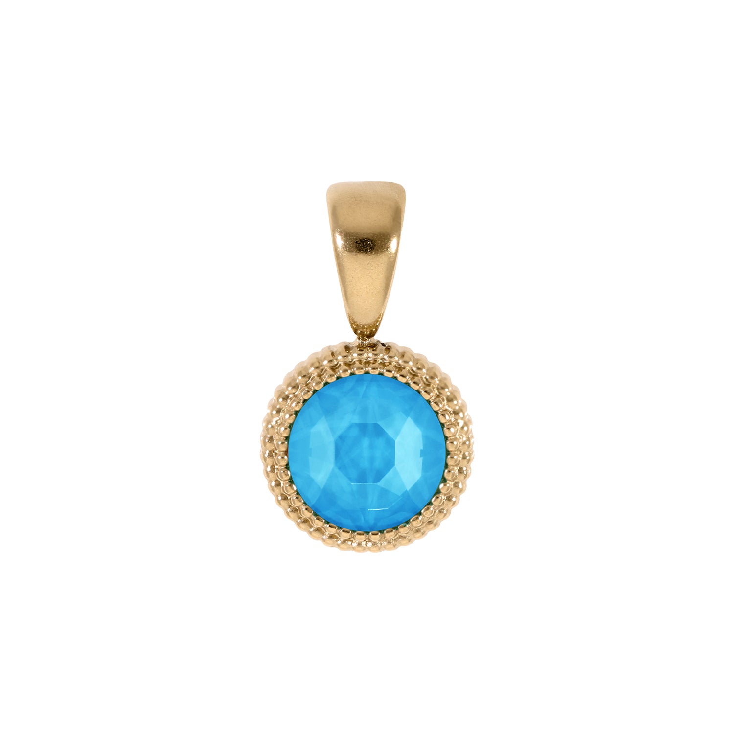 Fabero Flat Pendant 0.4" - Gold Crystal Electric Blue Ignite