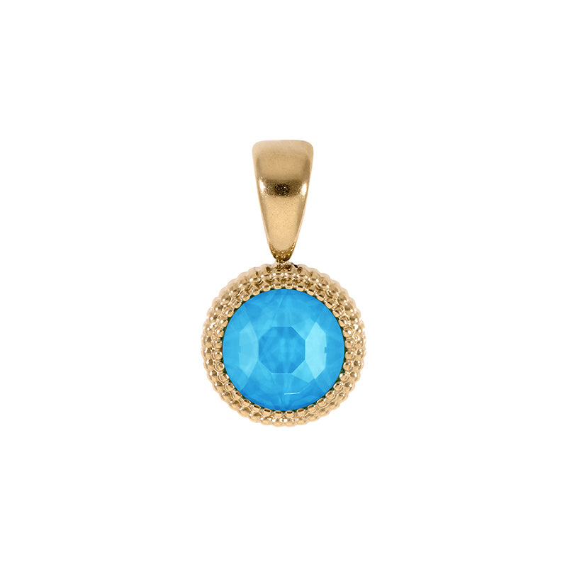 Fabero Flat Pendant 0.4" - Gold Crystal Electric Blue Ignite