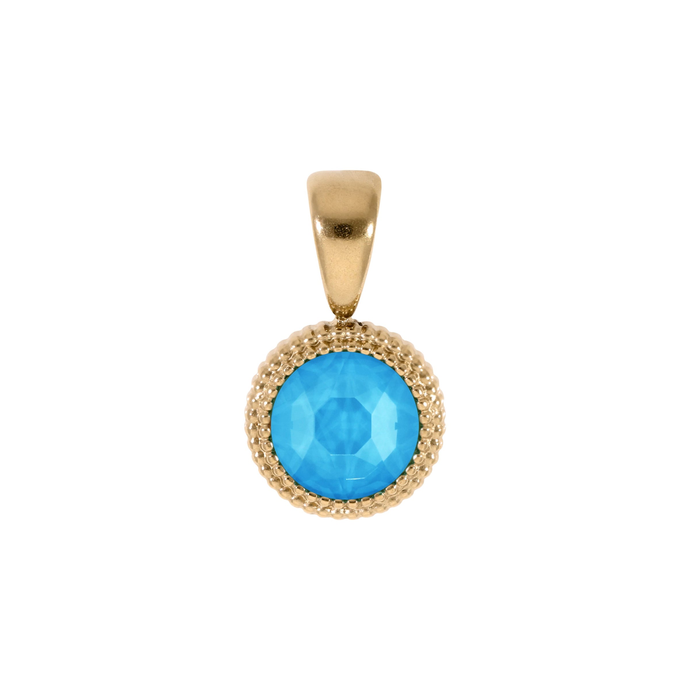 Fabero Flat Pendant 0.4" - Gold Crystal Electric Blue Ignite